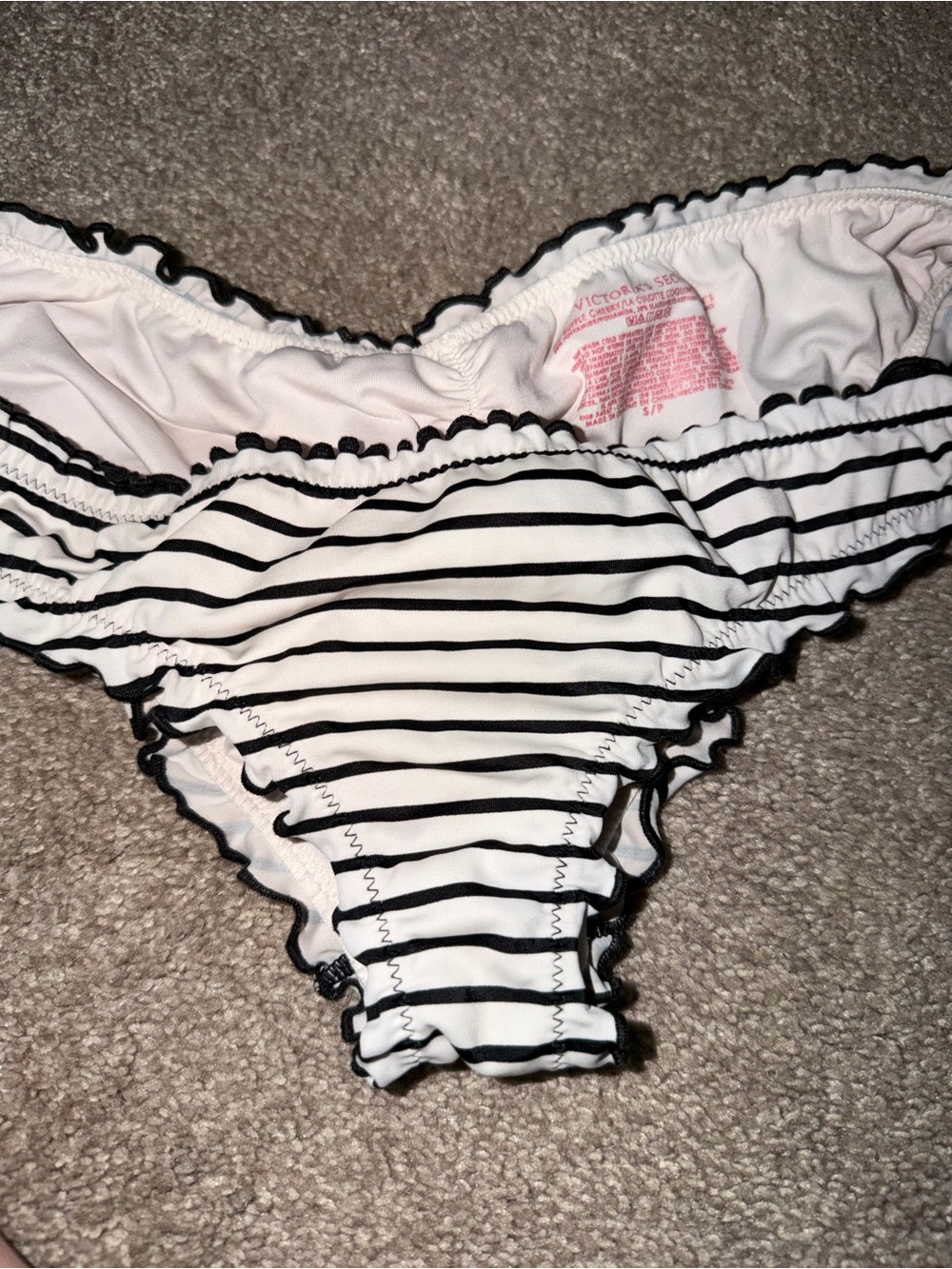 Women’s Victoria's Secret Black & White Striped scalloped Bikini Bottoms